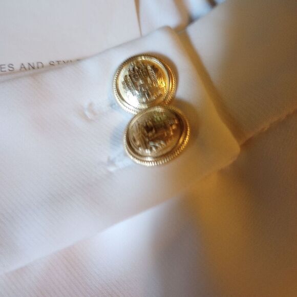 New Cato White Wide Leg High-rise Trousers With Gold Accent Button - Picture 7 of 14